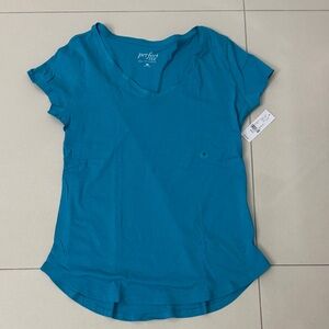 New York & Company Teal Short Sleeve Top